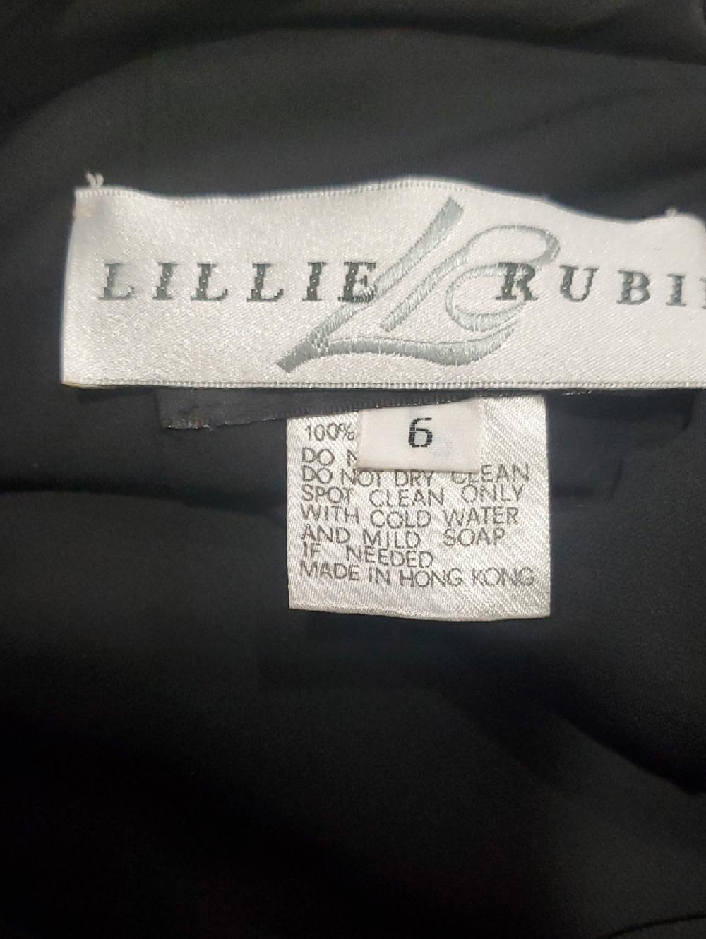 Lillie Rubin Black Long-Sleeve V-Neck Beaded Cocktail Dress - Picture 7 of 11